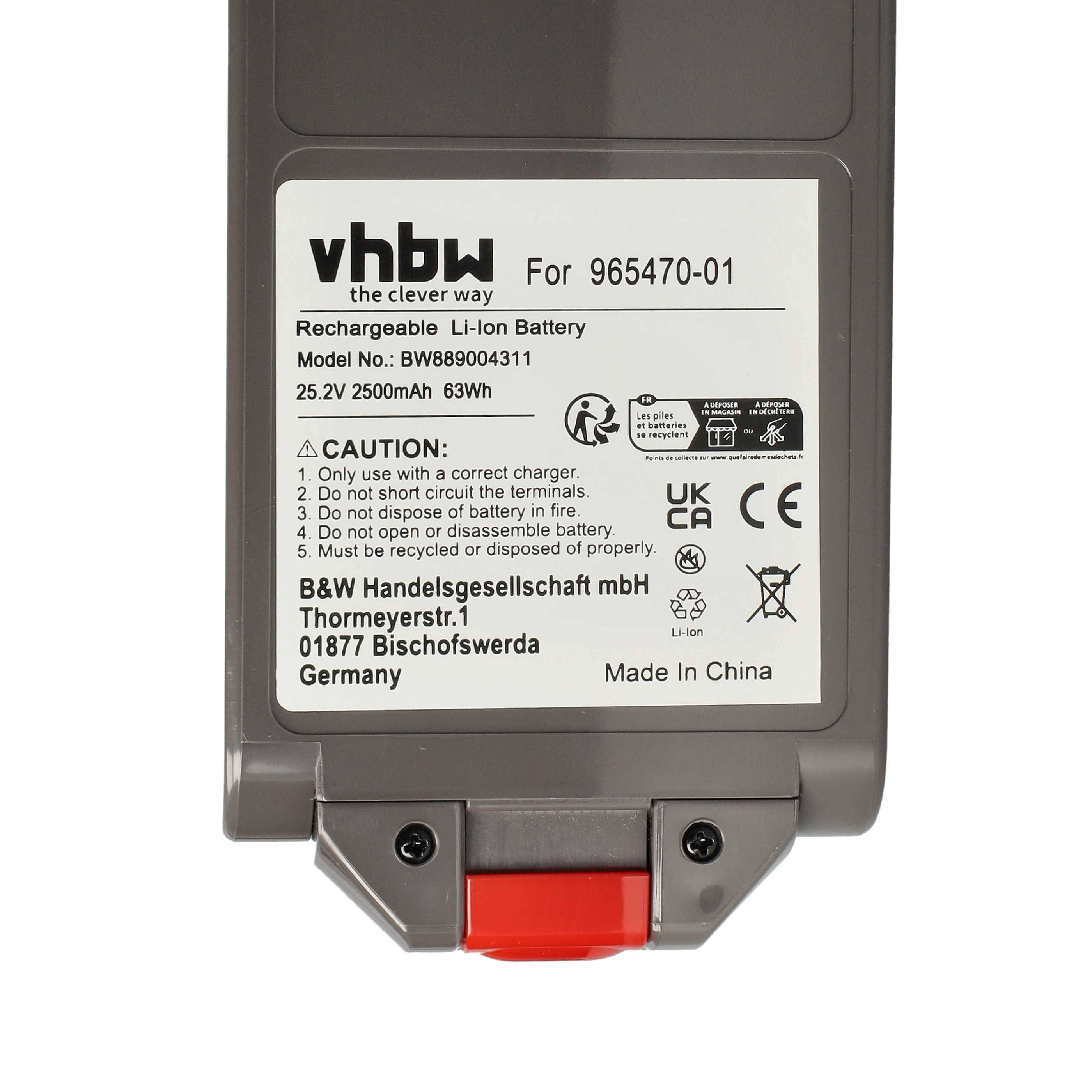 vhbw Akku kompatibel mit Dyson SV30 Staubsauger Grau (2500 mAh, 25,2 V, Li-Ion)