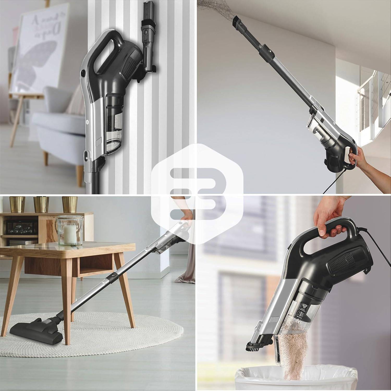 Balter Staubsauger mit 600W Saugleistung - Vento H3 - Handstaubsauger - Modulares Saugrohr - Beutellos - Super komfortabel und leicht - 7m Kabel