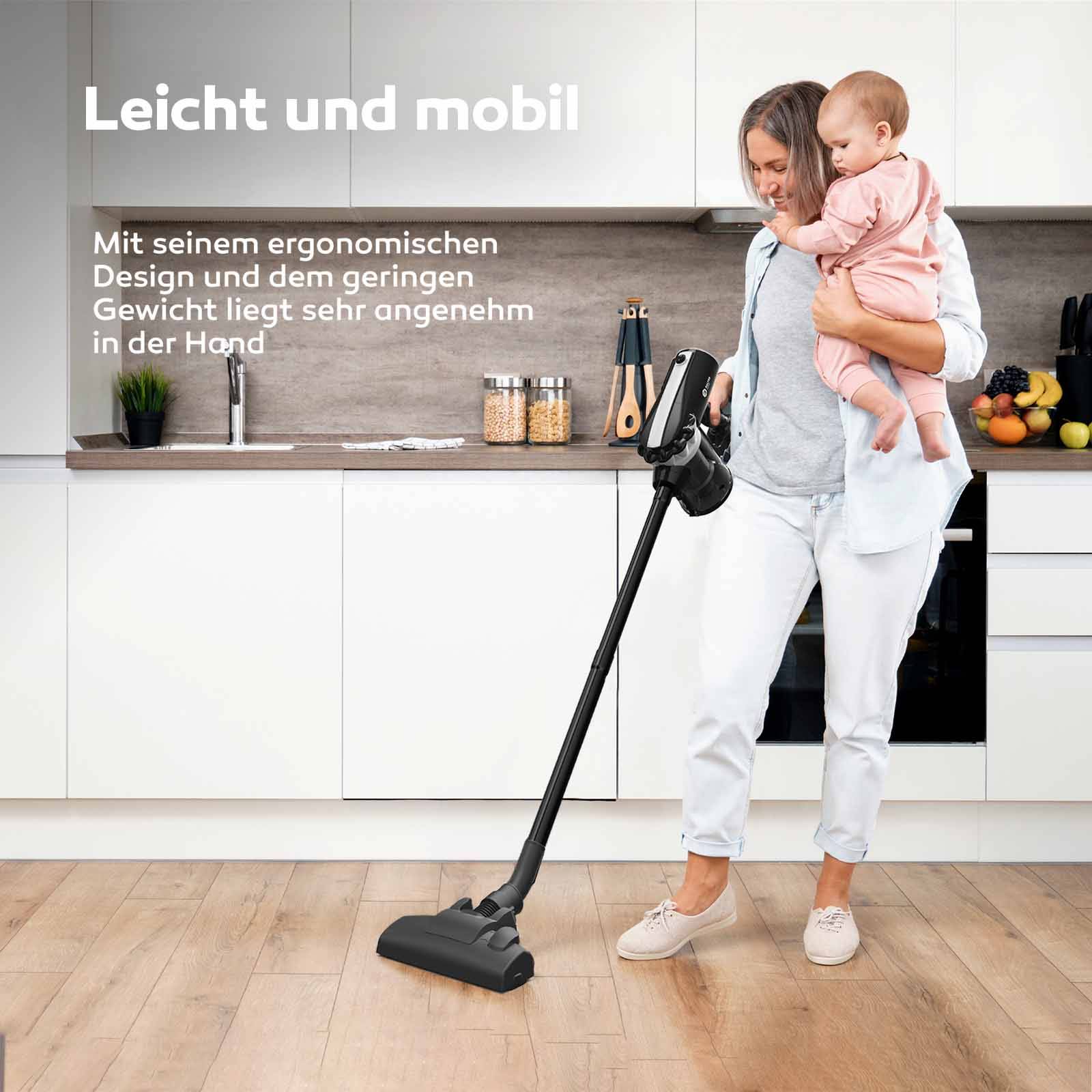 Balter H1 Staubsauger, Handstaubsauger, Beutellos, 600W, Wandhalterung, 5M Kabel, Leicht, Grau