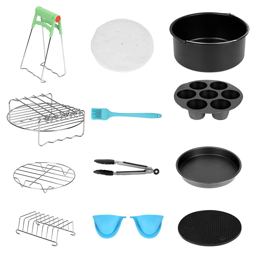 Heißluftfritteuse Zubehör, 12 Stk Zubehörset für Fritteusen für für Luftfritteuse4.0QT-8QT