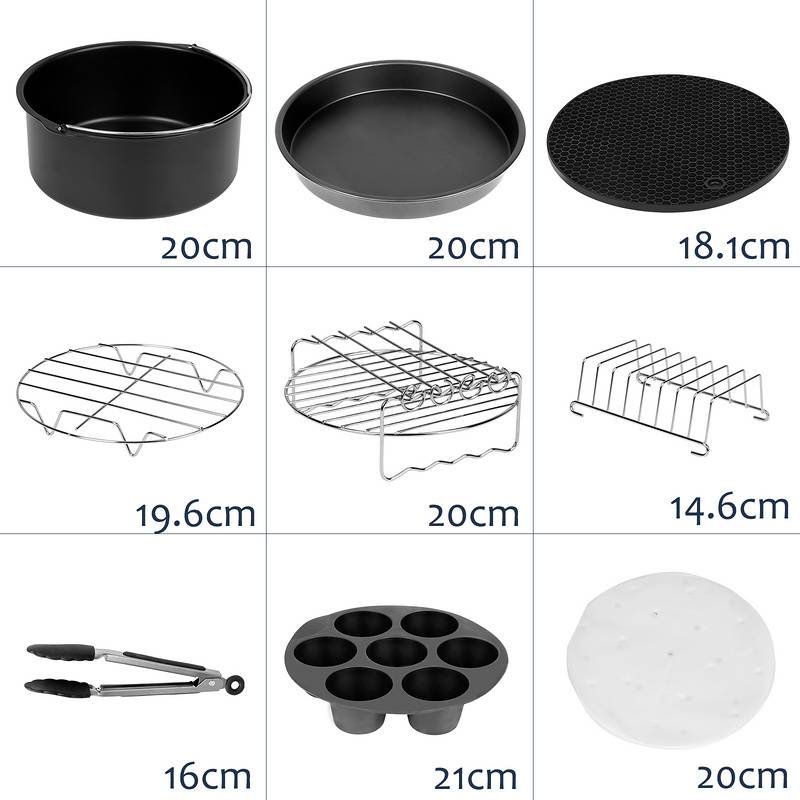 Heißluftfritteuse Zubehör, 12 Stk Zubehörset für Fritteusen für für Luftfritteuse4.0QT-8QT