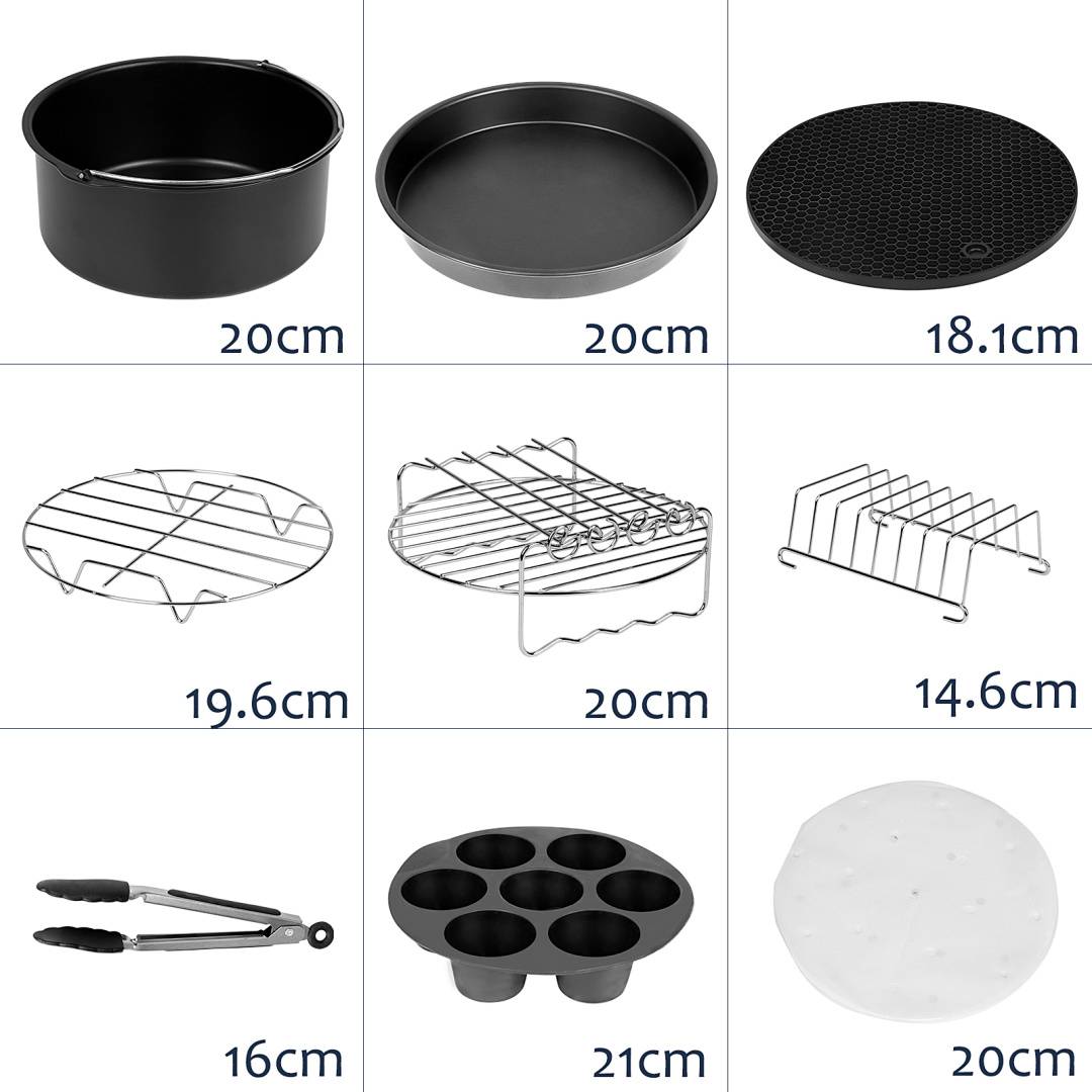 Heißluftfritteuse Zubehör, 12 Stk Zubehörset für Fritteusen für für Luftfritteuse4.0QT-8QT
