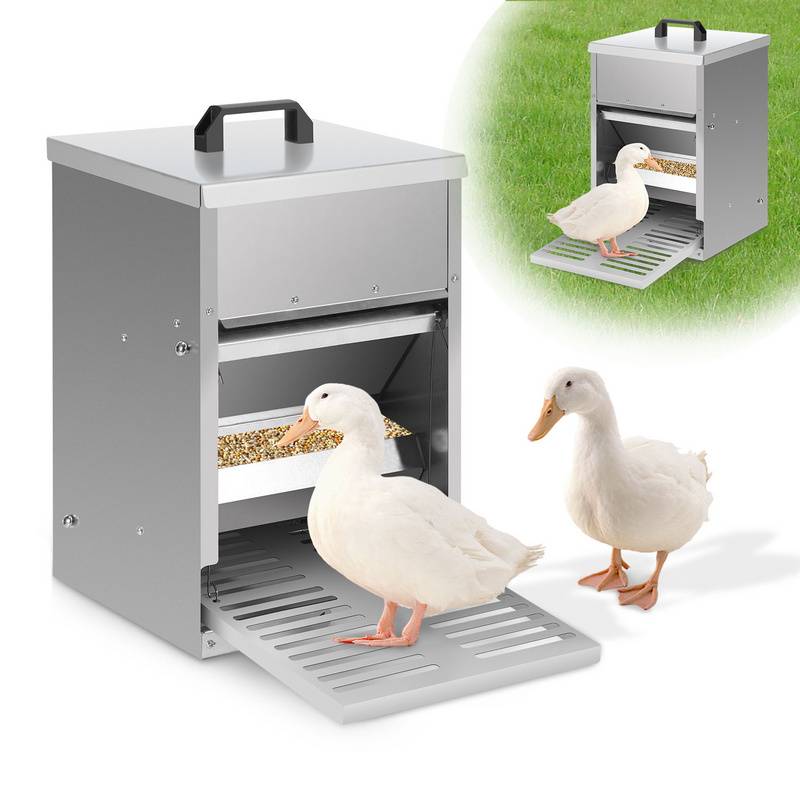 Futterautomat 5 kg verzinkt Futterspender mit Deckel für Geflügel Puten Gänse Enten - 41.5x42.5x25.5cm