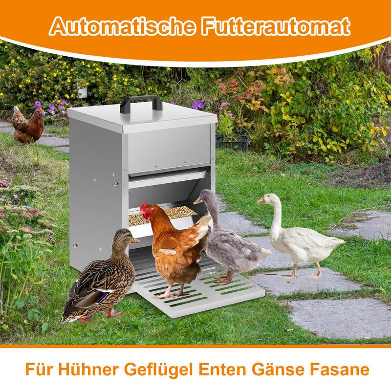 Futterautomat 5 kg verzinkt Futterspender mit Deckel für Geflügel Puten Gänse Enten - 41.5x42.5x25.5cm