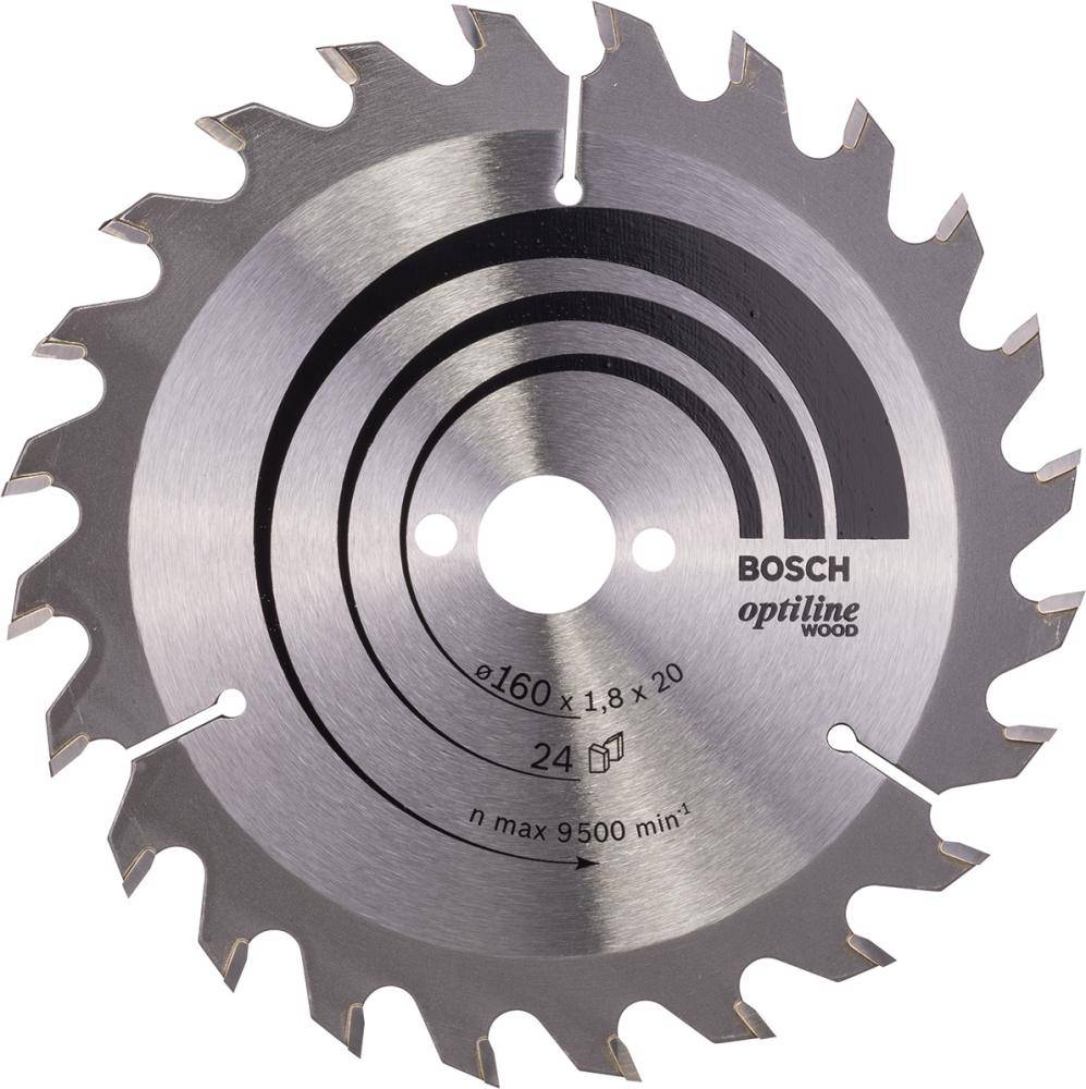 HM-Kreissägeblatt 160x1,8/1,2x20 24Z WZ BosVE à 1 Stück Optiline Wood - Artikel: 3165140373531