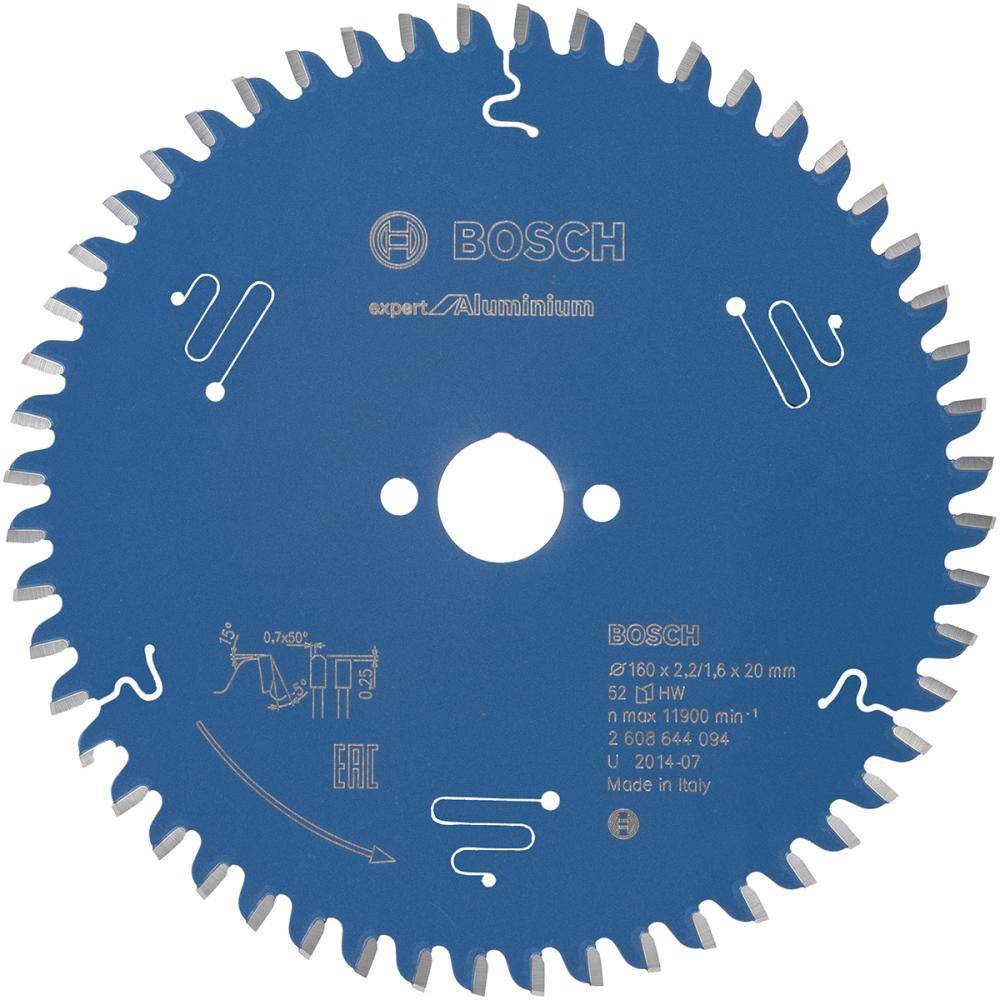HM-Kreissägeblatt 160x2,2/1,6x20 52Z Bosch VE à 1 Stück Expert for Aluminium - Artikel: 3165140796606