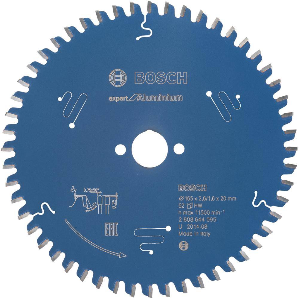 HM-Kreissägeblatt 165x2,6/1,6x20 52Z Bosch VE à 1 Stück Expert for Aluminium - Artikel: 3165140796613
