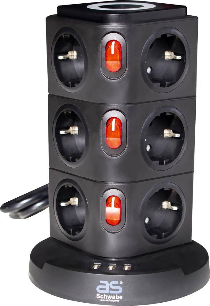 Steckdosenturm, 12 fach, IP 20 - Artikel: 4011160182228