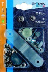 Druckknopf "Anorak" (SB) MS-vernick. 15,0mm a 8St - Artikel: 4011645022117