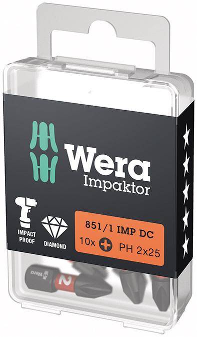 Bit Impaktor 1/4" DIN 3126 C6,3 PH2x25mm 10er Pack Wera - Artikel: 4013288223760