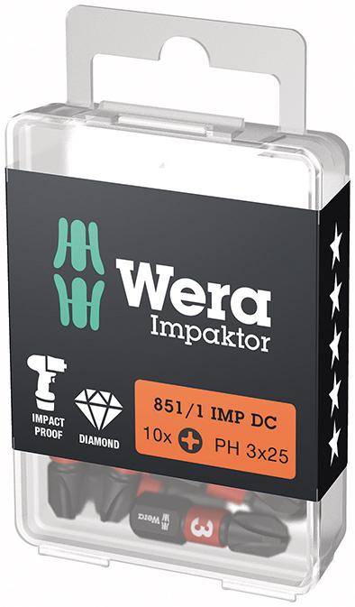 Bit Impaktor 1/4" DIN 3126 C6,3 PH3x25mm 10er Pack Wera - Artikel: 4013288223777