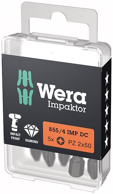 Bit Impaktor 1/4" DIN 3126 E6,3 PZ2x50mm 5er Pack Wera - Artikel: 4013288223821
