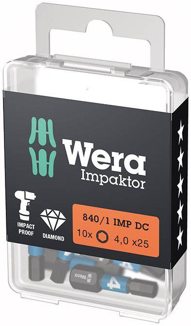 Bit Impaktor 1/4" DIN 3126 C6,3 Innensechskant 4x25mm 10er Pack Wera - Artikel: 4013288223852
