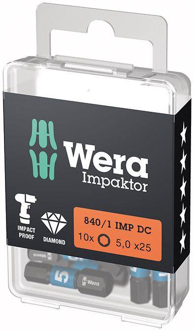 Bit Impaktor 1/4" DIN 3126 C6,3 Innensechskant 5x25mm 10er Pack Wera - Artikel: 4013288223869