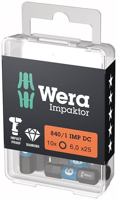 Bit Impaktor 1/4" DIN 3126 C6,3 Innensechskant 6x25mm 10er Pack Wera - Artikel: 4013288223876