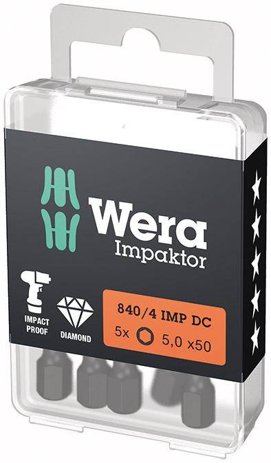 Bit Impaktor 1/4" DIN 3126 E6,3 Innensechskant 5x50mm 5er Pack Wera - Artikel: 4013288223975