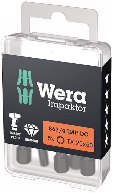 Bit Impaktor 1/4" DIN 3126 E6,3 T20x50mm 5er Pack Wera - Artikel: 4013288223982