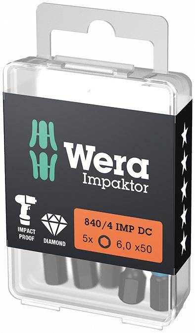 Bit Impaktor 1/4" DIN 3126 E6,3 Innensechskant 6x50mm 5er Pack Wera - Artikel: 4013288224040