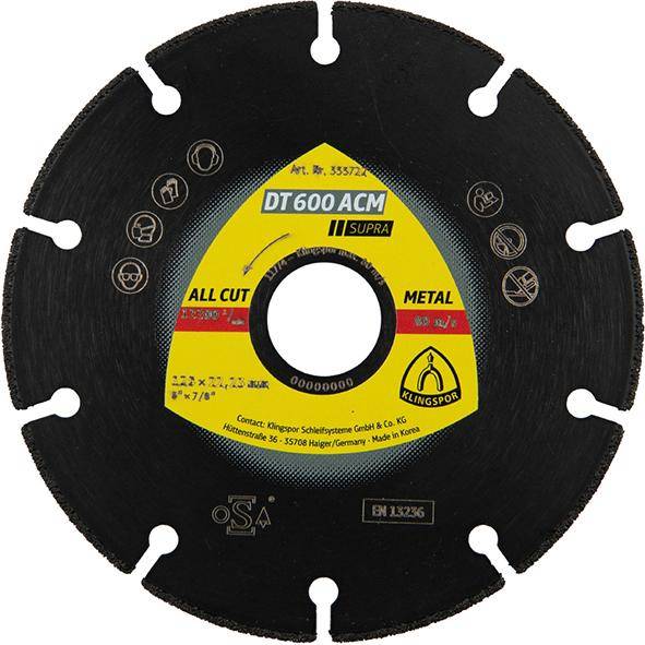 Diamanttrennscheibe DT 600 ACM Supra 115x1,3X22,23mm KLINGSPOR - Artikel: 4014855411610
