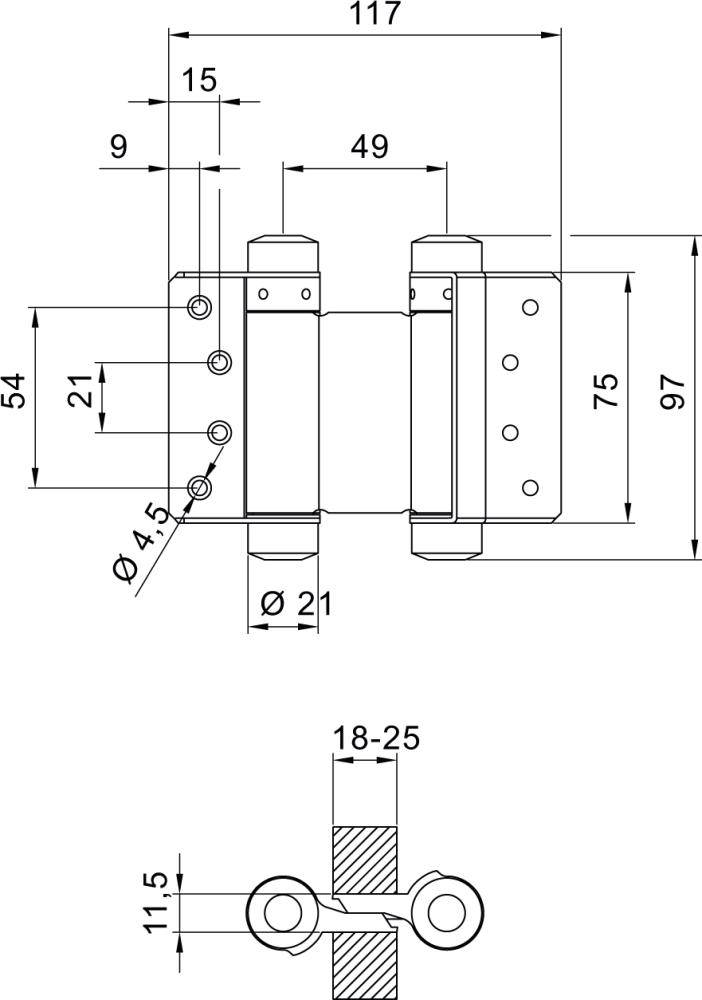 Pendeltürbänder Nr.42 Stahl nichtrost. 200mm - Artikel: 4016753121851
