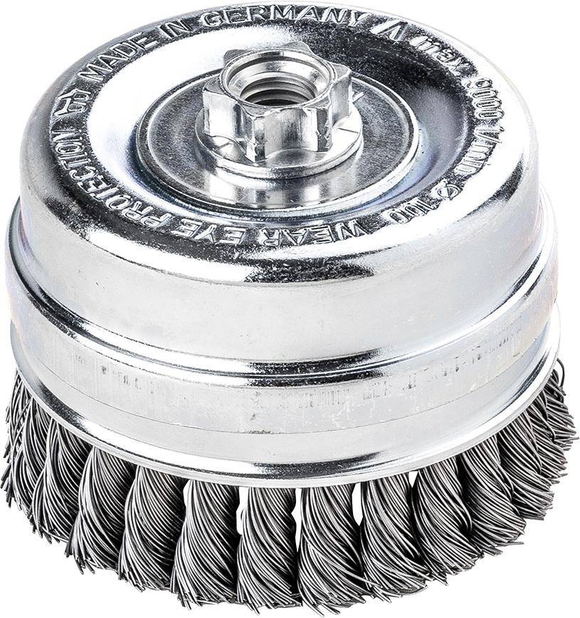 Topfbürste Stahl M14 gezopft 80x0,5mm Lessmann - Artikel: 4017359006467