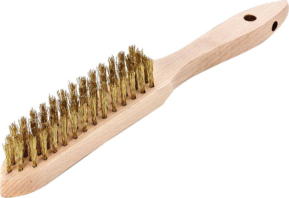 Handdrahtbürste Messing gewellt 0,35mm 4-reihig Lessmann - Artikel: 4017359072189