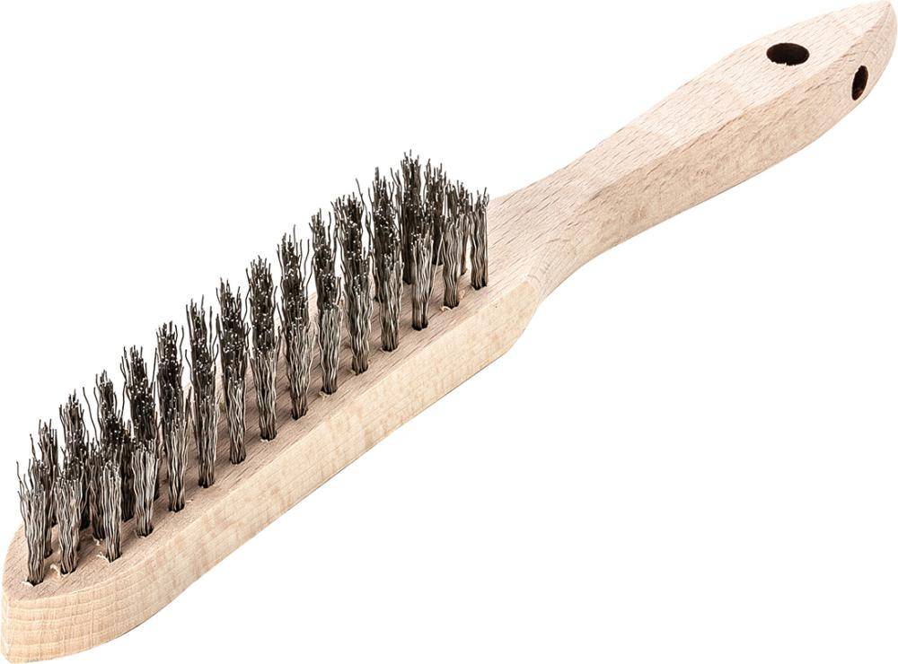 Handdrahtbürste rostfrei gewellt 0,35mm 4-reihig Lessmann - Artikel: 4017359091258