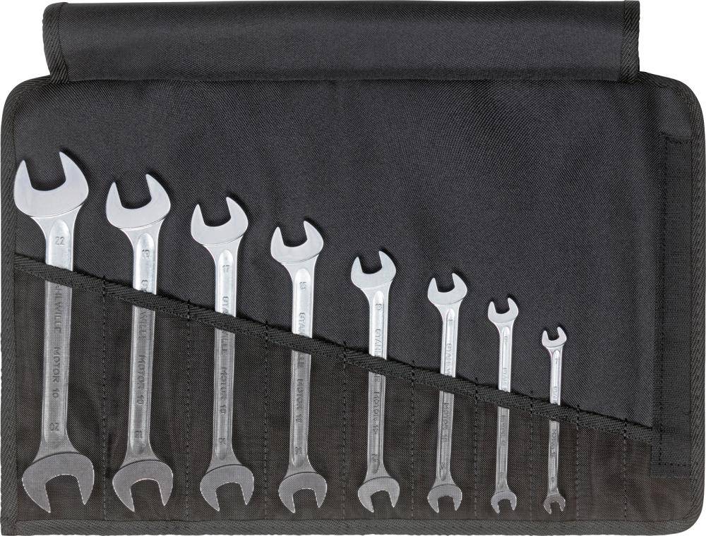 Doppelmaulschlüssel-Satz DIN 3110 6-22mm 8-teilig in Rolltasche Stahlwille - Artikel: 4018754080458