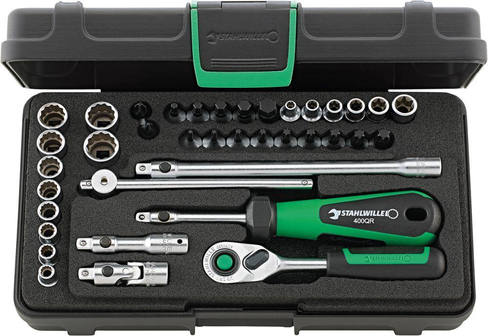 Steckschlüssel-Satz 1/4" 40D/40TX/44KTX/32/6QR in Kunststoffkasten Stahlwille - Artikel: 4018754323241