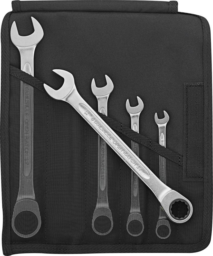 Ratschenschlüssel-Satz gerade 8-19mm 5-teilig in Rolltasche Stahlwille - Artikel: 4018754325979