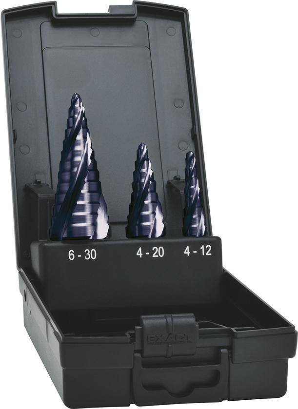 StufenbohrerSet HSS TiAlN4-fach Spiralnute 4-30 mm EXACT - Artikel: 4026558070643