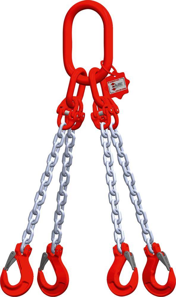 Kettengehänge 4 Strang, verzinkt, GK8, NL 2 Metermit Gabelkopf-Lasthaken - Artikel: 4053569825221