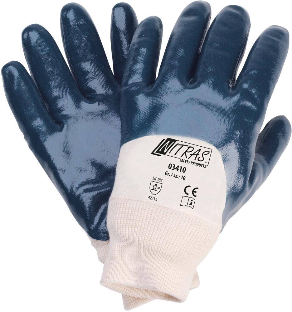 Nitrilhandschuh,blau, Bund,teilbeschichtet, Gr.8 - Artikel: 4059904105324