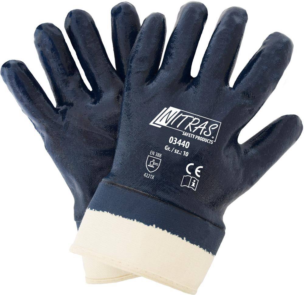 Nitrilhandschuh,blau, Stulpe,vollbeschichtet, Gr.8 - Artikel: 4059904105584
