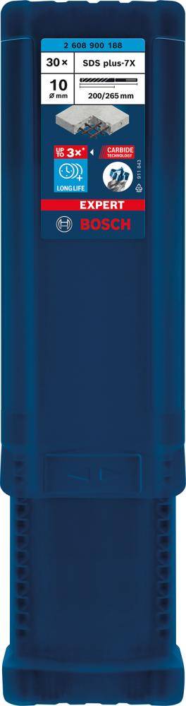 Hammerbohrer EXPERT 10x200x265mm Bosch VE à 30 Stück SDS plus-7X - Artikel: 4059952532615