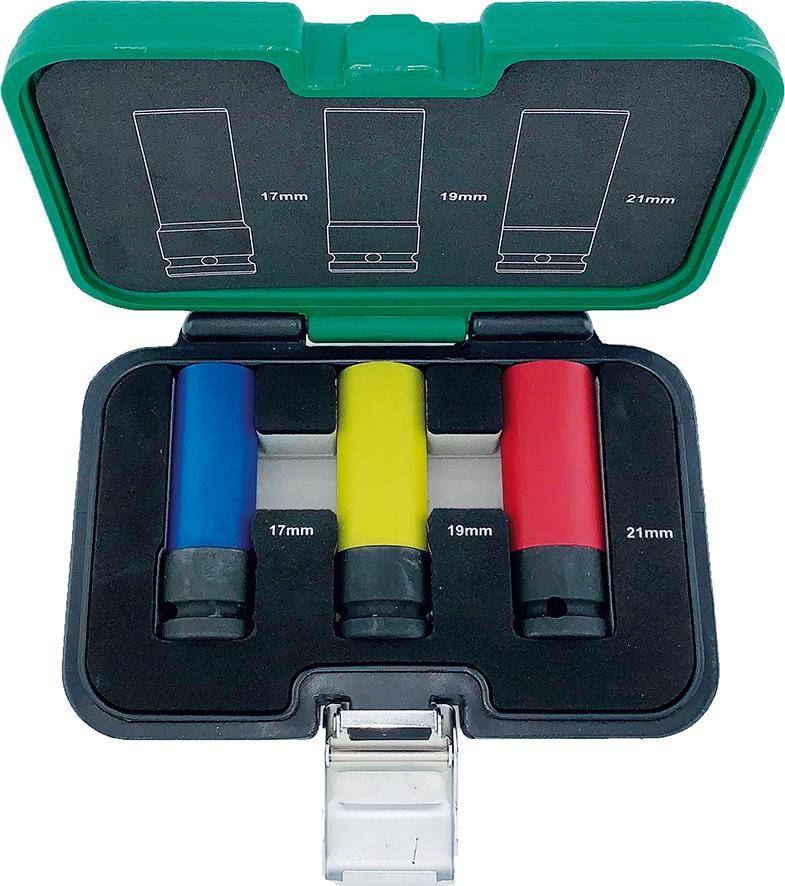 Kraft- Steckschlüsseleinsatz- Satz mit Kunststoff-Hülse1/2" 3-teilig FORTIS