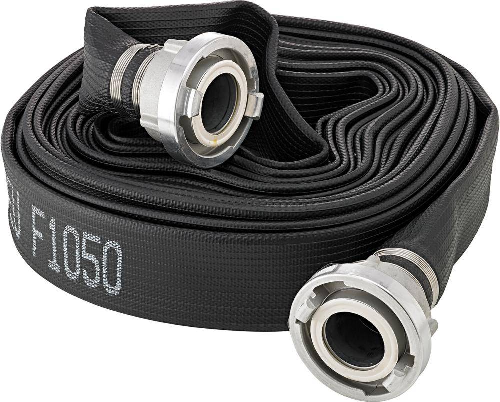 Mehrzweckflachschlauch gummiert, schwarz, C/52mm, STORZ Kupplungen 10m FORTIS - Artikel: 4063726008831