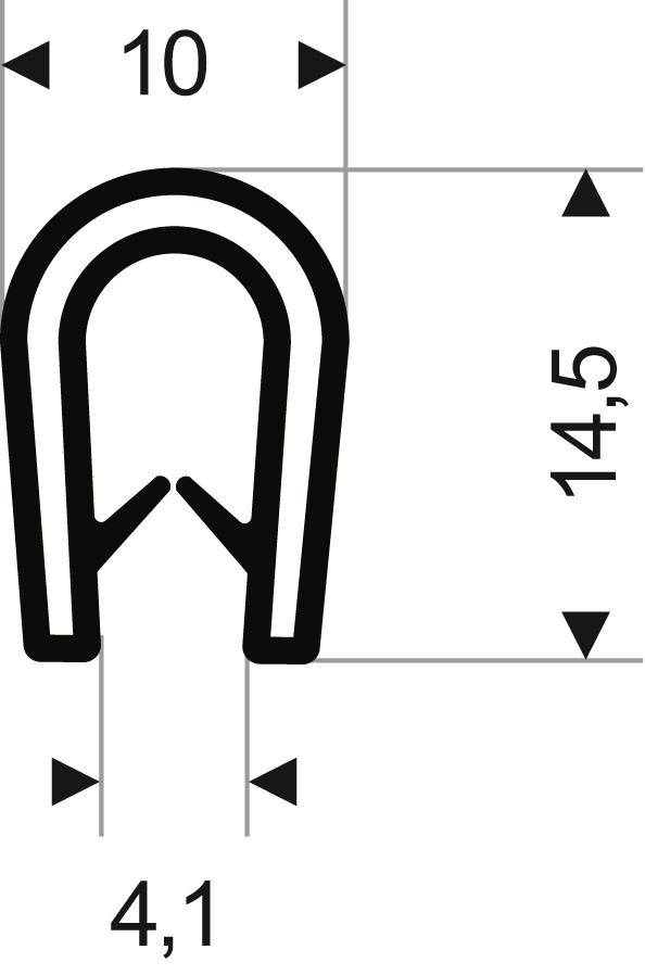 Kantenschutz flexibel rund, schwarz, 10x14,5mm, Klemmbereich 1,0-4,5mm, 10m FORTIS - Artikel: 4063726009173