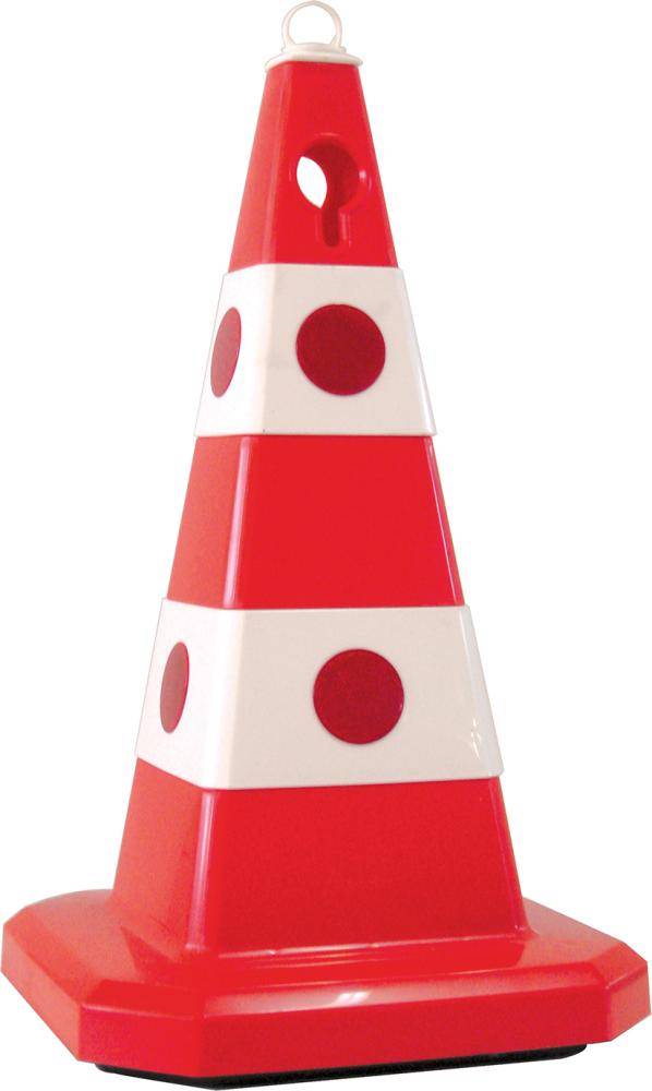Leitkegel mit Öse, rot, mit Reflexlinsen, Höhe 613mm - Artikel: 4250410135137