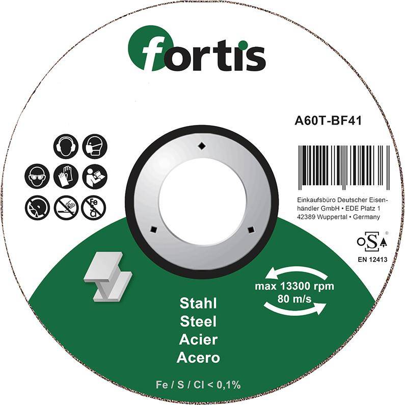 Trennscheibe Stahl 115 x 1,0mm gerade FORTIS - Artikel: 4317784704236