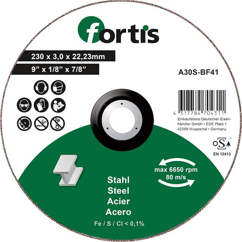 Trennscheibe Stahl 230 x 3,0mm gerade FORTIS - Artikel: 4317784704311