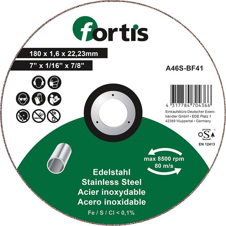 Trennscheibe Edelstahl 180 x 1,6mm gerade FORTIS - Artikel: 4317784704366