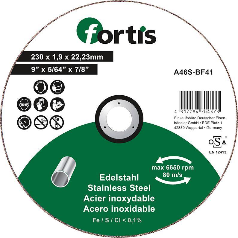 Trennscheibe Edelstahl 230 x 1,9mm gerade FORTIS - Artikel: 4317784704373