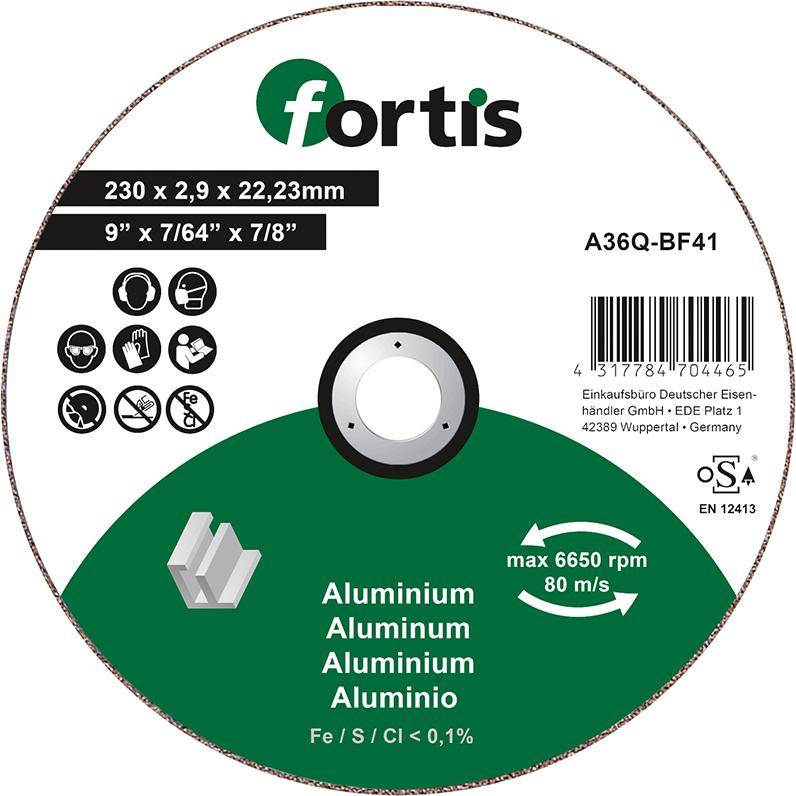 Trennscheibe ALU-NE 230 x 2,9mm gerade FORTIS - Artikel: 4317784704465