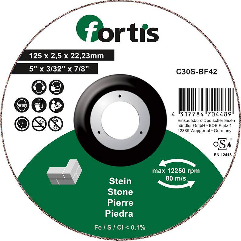 Trennscheibe Stein 125 x 2,5mm gekr. FORTIS - Artikel: 4317784704489