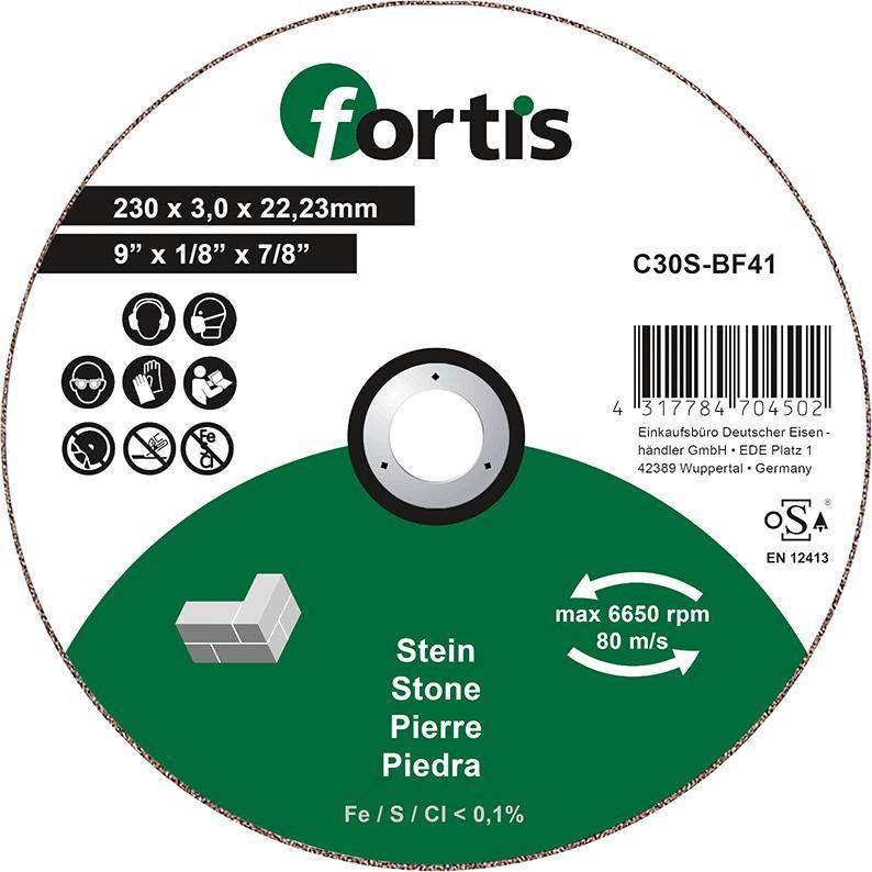 Trennscheibe Stein 230 x 3,0mm gerade FORTIS - Artikel: 4317784704502