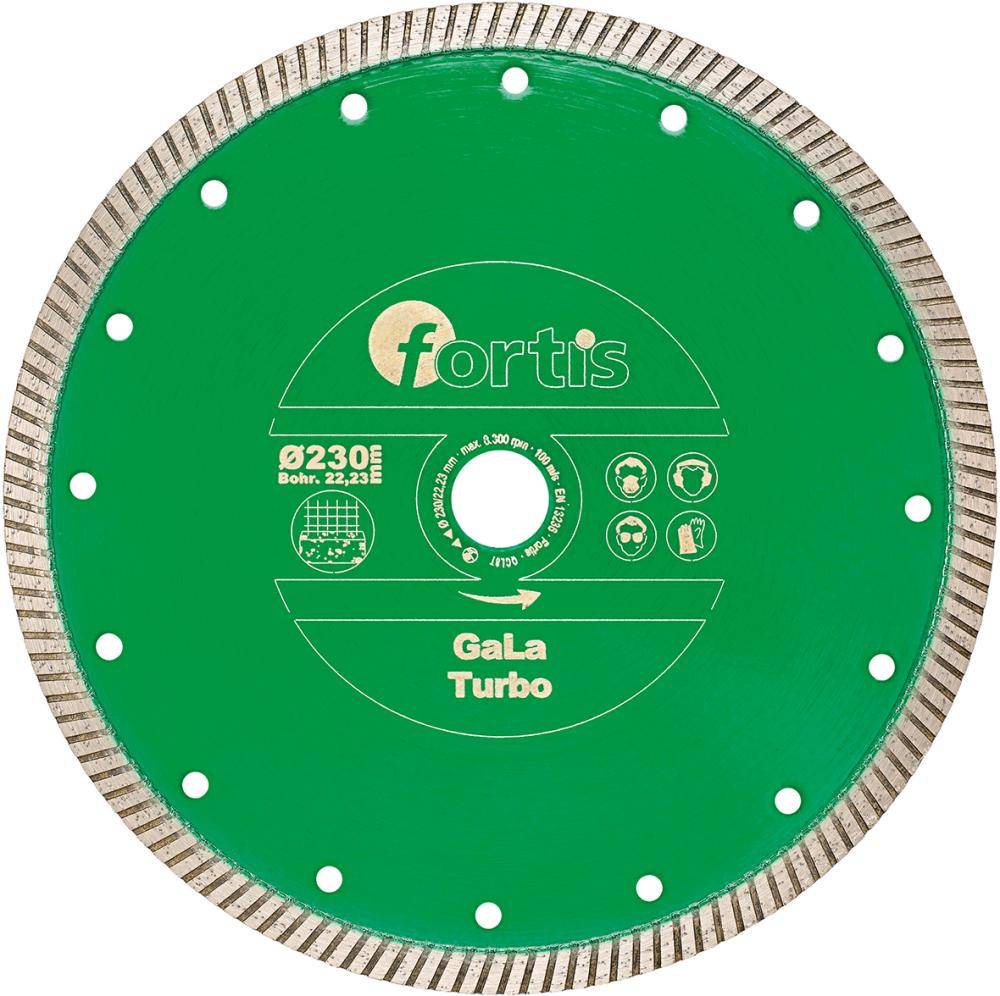 Diamant-Trennscheibe GaLa Turbo Ø 230 mm mit Turbosegment 10 mm Bohrung 22,2 mm FORTIS - Artikel: 4317784704779