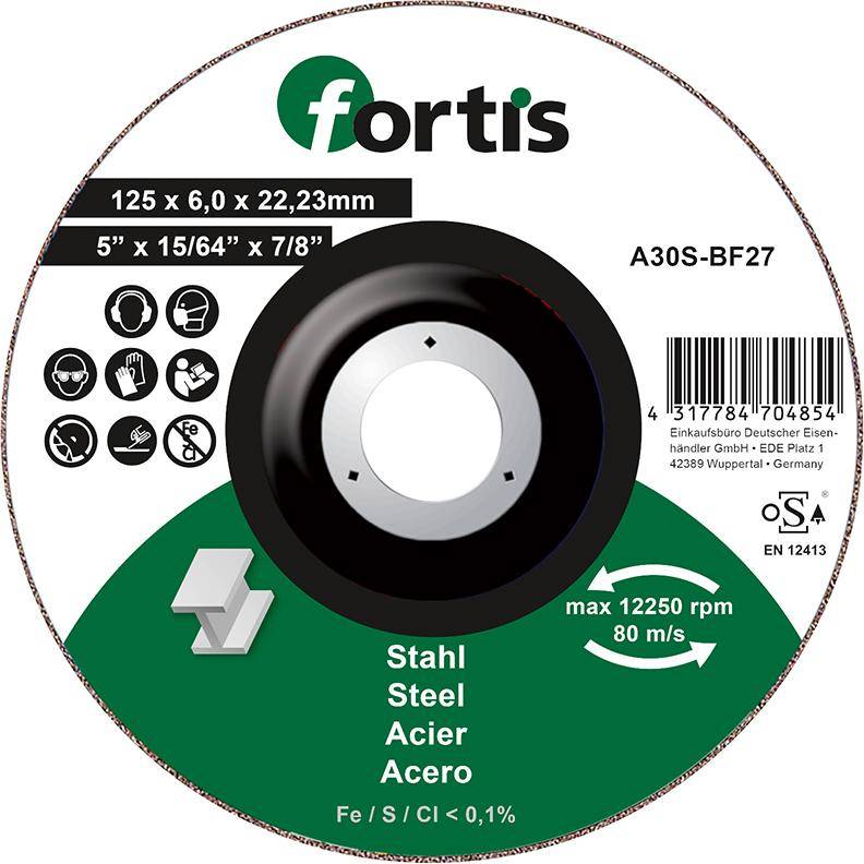Schruppscheibe Stahl 125 x 6,0mm FORTIS - Artikel: 4317784704854