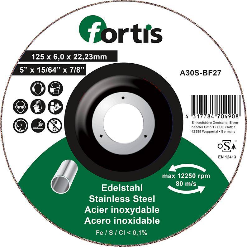 Schruppscheibe Edelstahl 125 x 6,0mm FORTIS - Artikel: 4317784704908