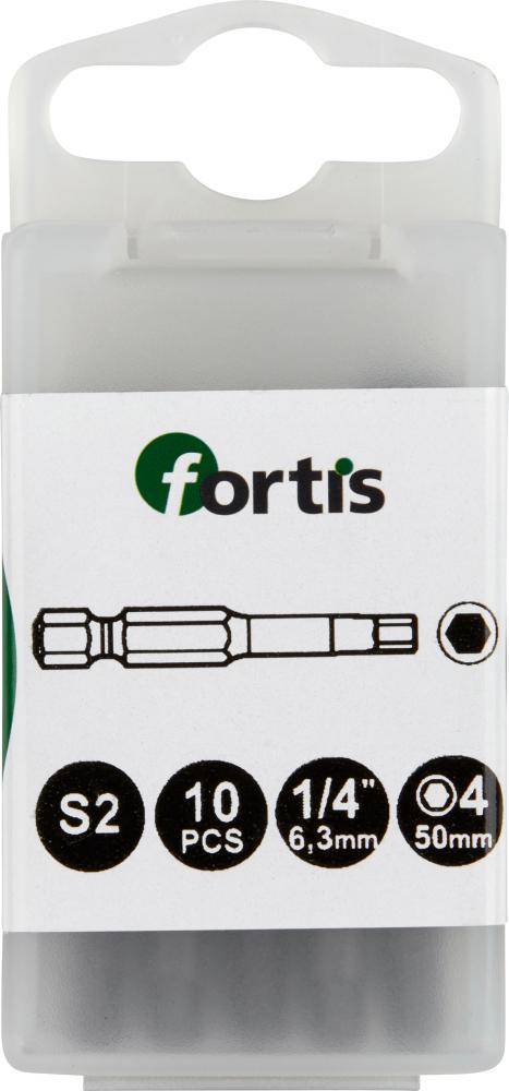 Bit zähhart 1/4" DIN3126 E6,3 Innensechskant 4x50mm 10er Pack FORTIS - Artikel: 4317784728904